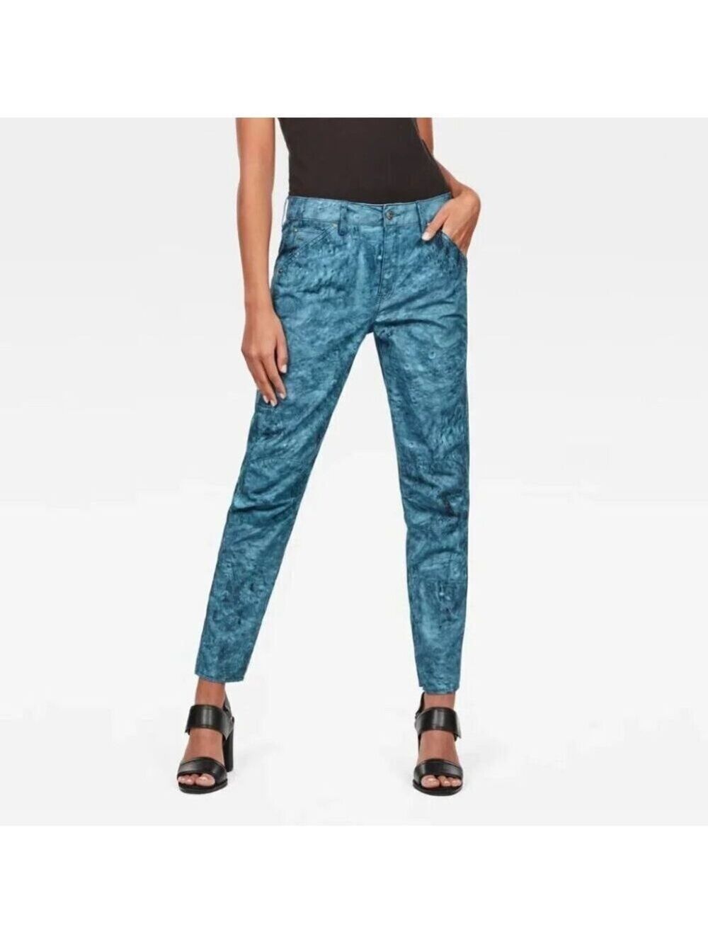 New G-Star x Pharrell Williams Elwood 5622 3D Mid Waist Boyfriend Blue Uranus